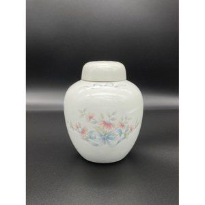 Potpourri Jar Ginger Princess House Exclusive Floral Pink Daisies Blue Bows Vint